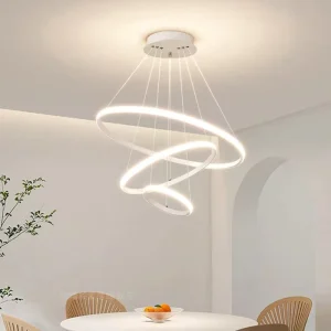 Modern Acrylic Circle Pendant LED Ring Chandelier Round Lighting Fixture for Home Villa Hotel Living Room Dining Bedroom