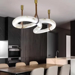 Modern Alabaster Metal Chandelier Light Luxury Pendant Lamp for Living Room Bar Counter Dining Room Study and Bedroom