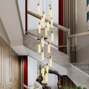 Modern Alabaster Pendant Light Staircase Villa Long Ceiling Large Chandelier