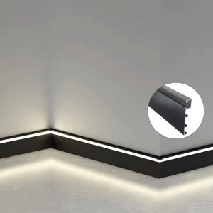 Modern Aluminum Alloy Skirting Board Profile with LED Lighting for Home Hotel Floor Wall Baseboard Decoration