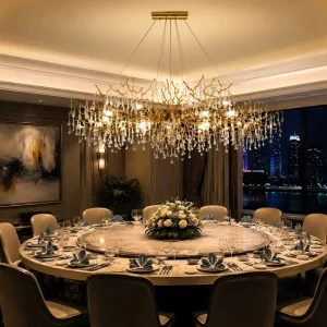 Modern Aluminum Chandelier Handcrafted Colored Glass Pendant Light for Dining Room