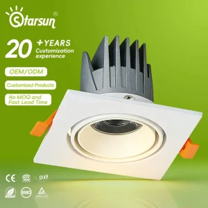 Modern Aluminum LED Recessed Spotlights COB Technology for Mall Use Double Head Grille Lights CRI 90 IP20 Rated 3 Year Warranty