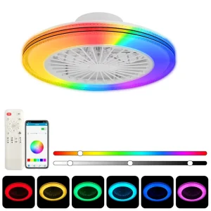 Modern American Style LED Ceiling Fan RGB for Light 8 Blades DC Motor ABS Lamp Body Remote Control Dimmable Living Room