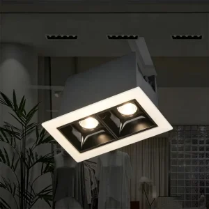 Modern Anti Glare Dual Head Square Recessed Grille Ceiling Light for Boutique Shop Hall Indoor Decoration Use