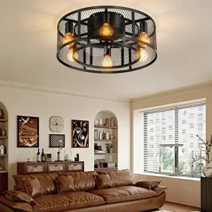 Modern Bedroom LED Ceiling Fan Light Iron Cage DC Motor Remote Control Fan with Light Room Decoration with Light Ceiling Fan