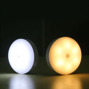 Modern Bedroom Stairs foyer portable motion sensor night lamp battery operated round closet cabinet light