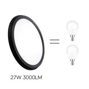 Modern Black 14 Inch Ultra Slim LED ETL Listed Ceiling Fixture 28W Flush Mount Panel Light 5CCT for Living Room Office