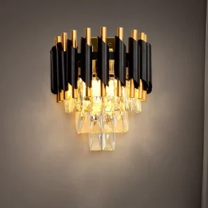 Modern Black Crystal LED Wall Lamp Aisle Light for Bedroom and Hotel Decorative Wall Sconce for Living Room Bedside