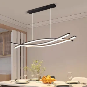 Modern Black Hanging Led Pendant Light Living Room Dining Room Home Decorative Lighting Long Linear Aluminum Led Chandelier
