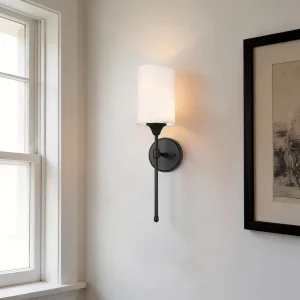 Modern Black Iron Wall Sconce Bedroom Bedside Fabric Wall Light for Living Room Interior
