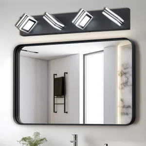 Modern Black Long 24W LED Acrylic Shade Wall Sconce for Bathroom Vanity Counter Washroom Decor