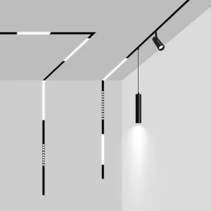 Modern Black Magnetic Track Light System Recessed LED Linear Strip for Living Room Commercial Ceiling