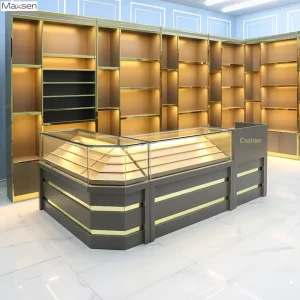Modern Black Tempered Glass LED Wall Mounted Display Cabinet for Tobacco Shops Smoke Shops Customizable Dimensions