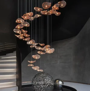 Modern Blown Glass Chandelier Round Shape Light Villa Pendant Light for Art Craft Decoration