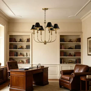Modern Brass 6 Light Round Chandelier Gold Metal Shades Pendant Light for Dining Room Living Room Hotel Decor