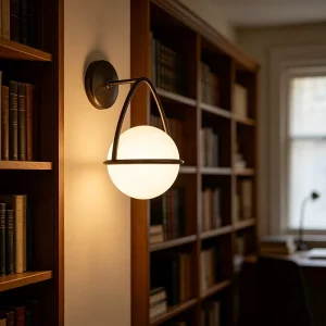 Modern Brass Opal Glass LED Wall Sconce Round Globe Shade Wall Lamp Bedroom Bathroom Hallway Indoor Lighting Fixture