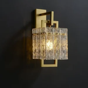 Modern Brass Sconce Wall Light Indoor Hotel Decorative LED Crystal Lamp Copper Body