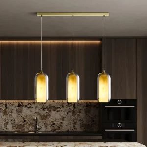 Modern Chandelier Marble+Glass Pendant Light 3000K LED AC Bedroom Indoor Ceiling