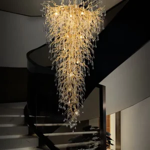Modern Chandeliers Pendant Lights Long Stairwell Hollow Crystal Light Luxury Villa Lobby Large Chandelier for Home Decor