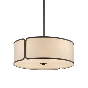 Modern Chinese Style Fabric Pendant Light Fixture E27 LED Round Drum Chandelier for Living Room Bedroom Dining Room Restaurant