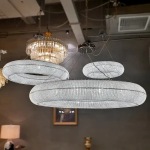 Modern Circle Ring Pendant Light K9 Crystal Chandeliers Pendant Lights