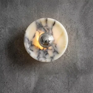 Modern Circle Shape Wall Light Natural Marble Stone Bedside Lamps Dia25cm for Home Dining Room Aisle Hall Bedside