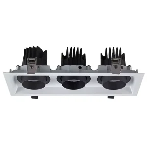 Modern Commercial Indoor High-Lumen Adjustable 15° 24° 36° Beam Angle 3 Head COB LED Recessed Grille Spotlight