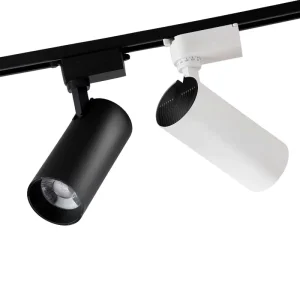 Modern Commercial LED Track Light Fixture 20W Aluminium High Lumen RA80 COB Spot 2 Wire