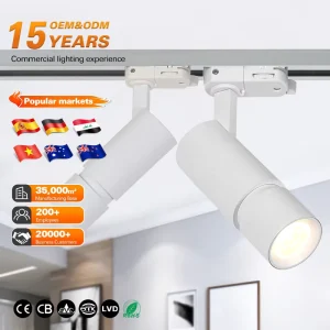 Modern Commercial Lighting White Clothing Store Shop Adjustable 12W 20W 30W 40W COB LED Track Lights