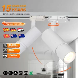 Modern Commercial White Adjustable 12W 20W 30W 40W COB LED Track Lights