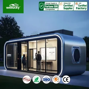 Modern Container Style Prefabricated Steel Apple Cabin Tiny House for Camping Site Tourist