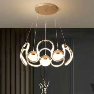 Modern Contemporary Living Room Bedroom Ceiling Pendant Design Hanging Light Gold LED Linear Dining Chandeliers Luxury Middle