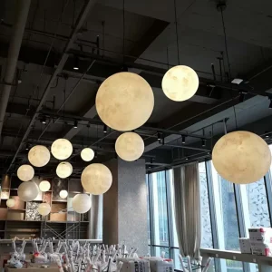 Modern Creative Design Decorative Chandelier E27 LED Bulb 3D Moon Pendant Light for Restaurant Bar