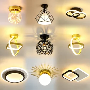 Modern Creative Home Decor LED Square Strip Light Glass Iron Ceiling Lamp for Entrance Aisle Corridor Bedroom Cloakroom Hall