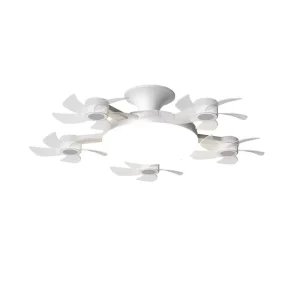 Modern Creative Low Floor Motor 50-60W Bathroom Plastic Ceiling Lamp with Remote Control Quiet Fan LED Lights Home Decor