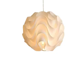 Modern Creative Wave Ball Decorative Flower Metal LED Chandelier Pendant Light Dimmable Middle Size for Dining Room Bedroom