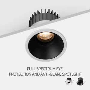 Modern Cri 95 Deep Anti Glare 12w Black COB 3000k LED Ceiling Recessed Downlight Spotlight