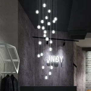 Modern Crystal Ball Chandelier LED Ceiling Light for Hotel Lobby Atrium Commercial Lighting Fixture Pendant Lamp