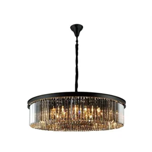 Modern Crystal Chandelier Pendant Ceiling Lamp with Adjustable Height and Wireless Control for Living Room