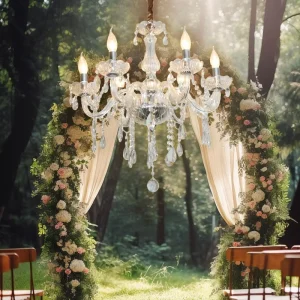 Modern Crystal Chandelier Wedding Party Hanging Lamparas 6 E14 Sockets Chrome Body Clear Glass Pendant Lighting