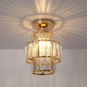 Modern Crystal Corridor Ceiling Light for Bedroom Clear Checkroom E27 Bulb Lighting Surface Mounted