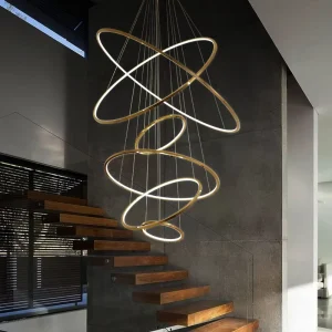 Modern Custom Round Chandelier Living Room Hotel Home Decoration Silicone Pendant Light 6 Ring LED Gold Chandelier