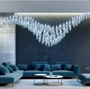 Modern Customized Creative Decoration Stainless Steel Pendant for Hotel Villa Lobby Staircase Hanging Lamp Glass Led Chandeliers