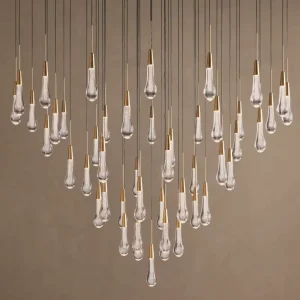 Modern Customized Stainless Steel Base Pendant Lamp Raindrop Pendant Light Dining Room Golden Chandelier
