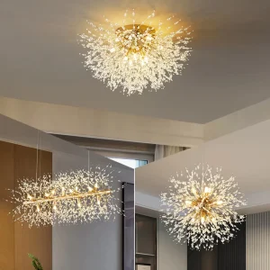 Modern Dandelion Crystal Ceiling Chandelier Creative Living Bedroom Dining Simplicity Fireworks Ceiling Pendant Lamp