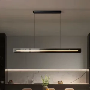 Modern Decorative Ceiling Chandelier Dining Room Restaurant Home Pendant Lighting Table Bar Black Linear Hanging Lamps