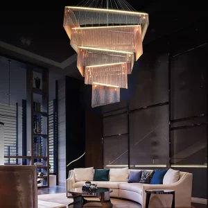 Modern Decorative Pendant Chandelier LED High Ceiling Chandelier Wedding Luxurious Large Size Aluminum Chandelier