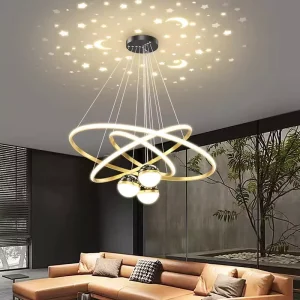 Modern Design Circular Decorative Ceiling Light Simple 3 4 Rings Led Chandeliers Pendant Lights