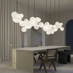 Modern Design Creativity Senior Clubs Living Dining Room Led Pendant Light Round Circle Alabaster Chandelier Lighting