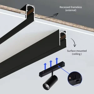 Modern Design DC48V Low Voltage Magnetic Track Spotlight Lighting System Recessed Smart Lighting for Commercial Hotel